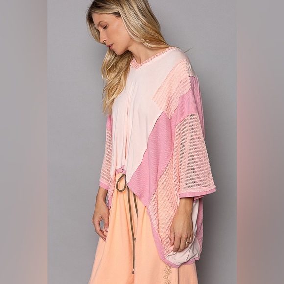 POL High-Low Contrast V-Neck Top 10010055110 - Picture 2 of 4